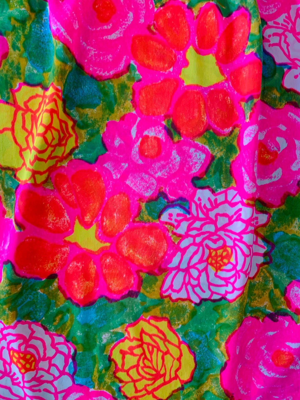 Neon Flower Power Nylon Half Slip — vintage lingerie in yellow