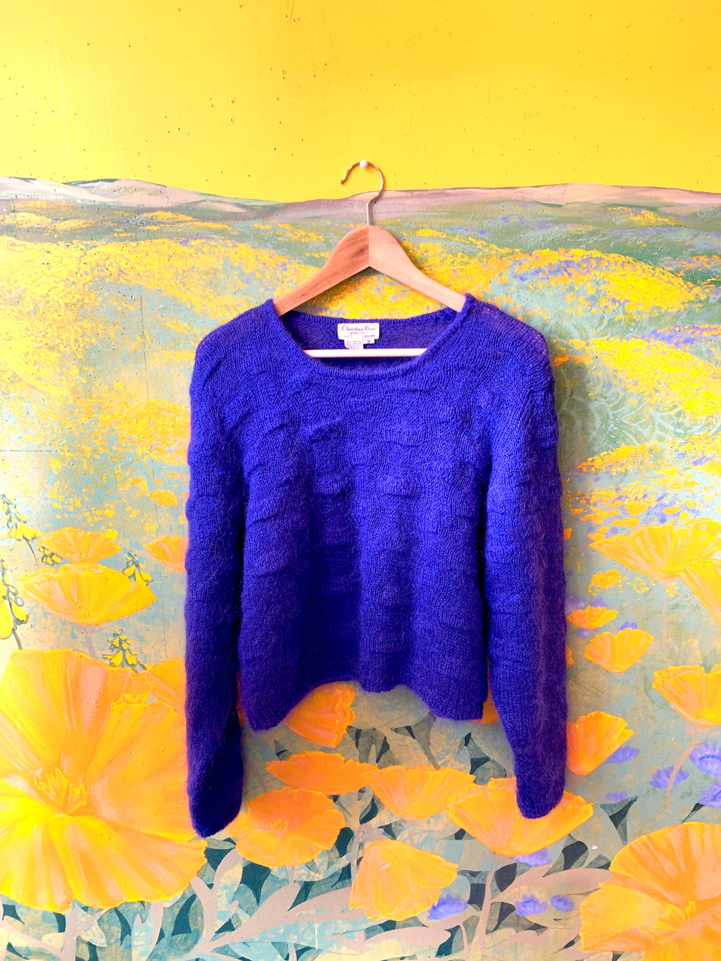 Christian Dior Textured Indigo Mohair Sweater — vintage 1980s Christian Dior knit in blue