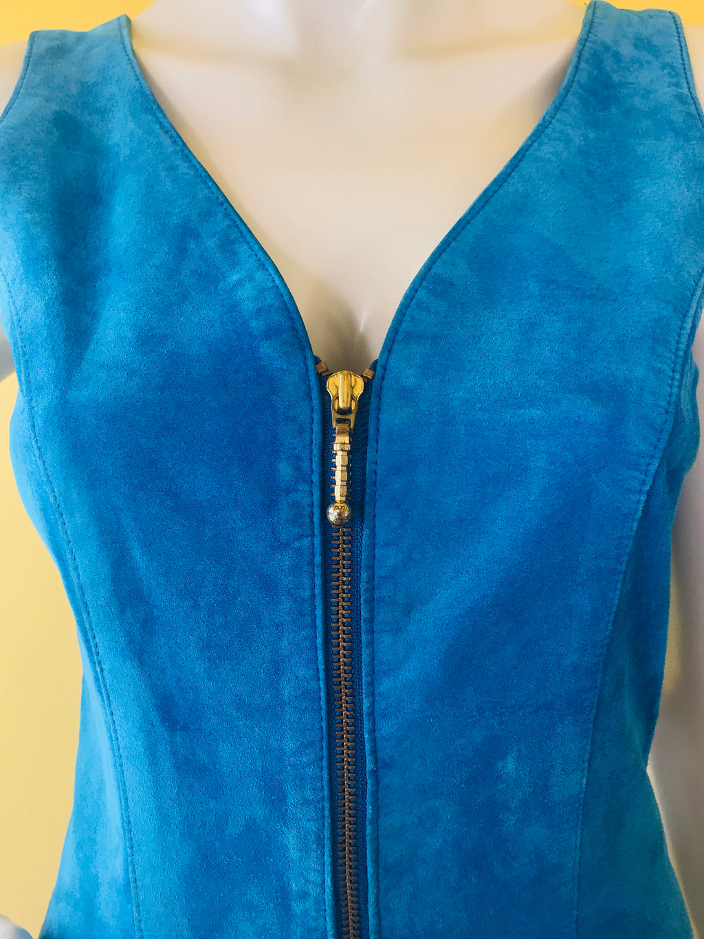 SOLD* Cobalt Blue Suede Leather Dress — vintage dress in blue
