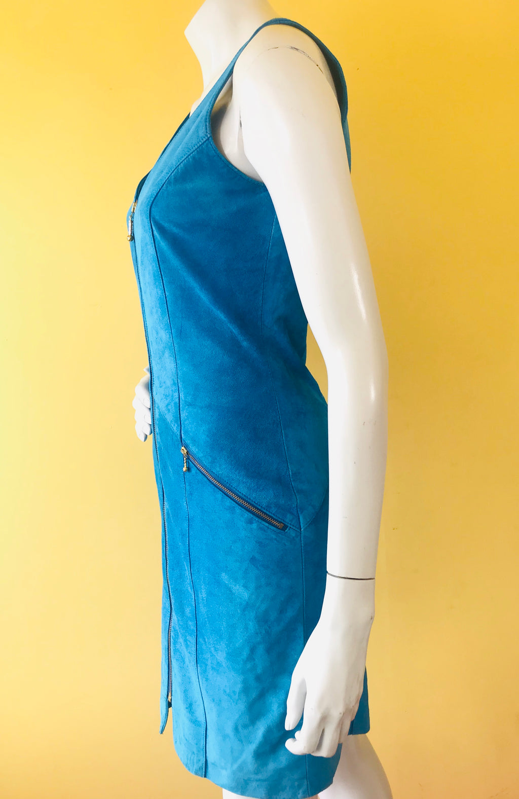 SOLD* Cobalt Blue Suede Leather Dress — vintage dress in blue