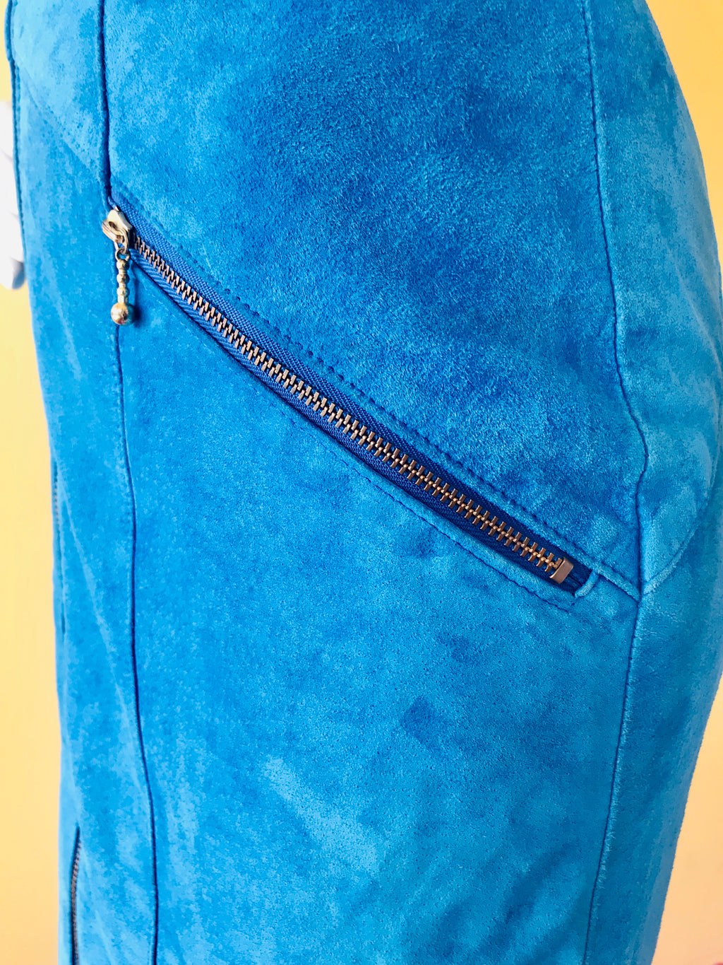 SOLD* Cobalt Blue Suede Leather Dress — vintage dress in blue