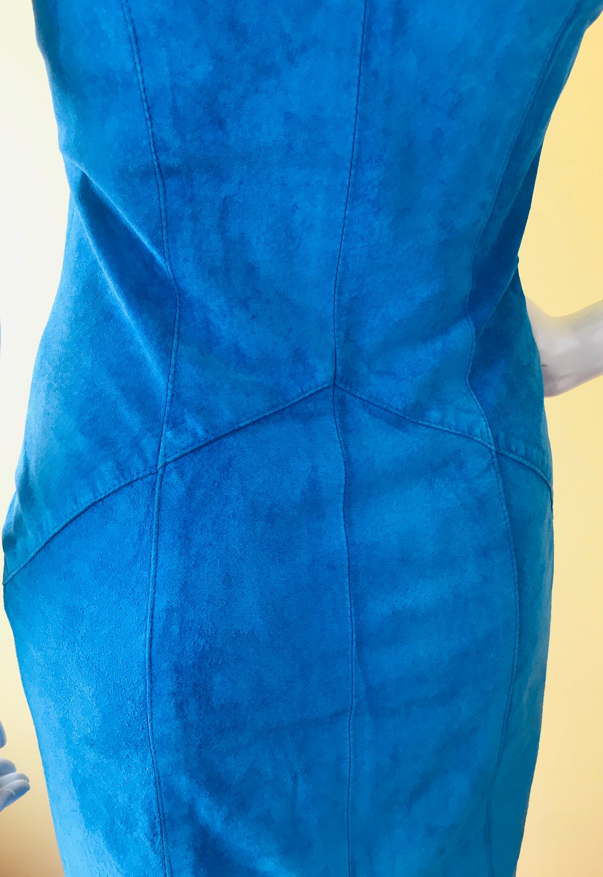 SOLD* Cobalt Blue Suede Leather Dress — vintage dress in blue