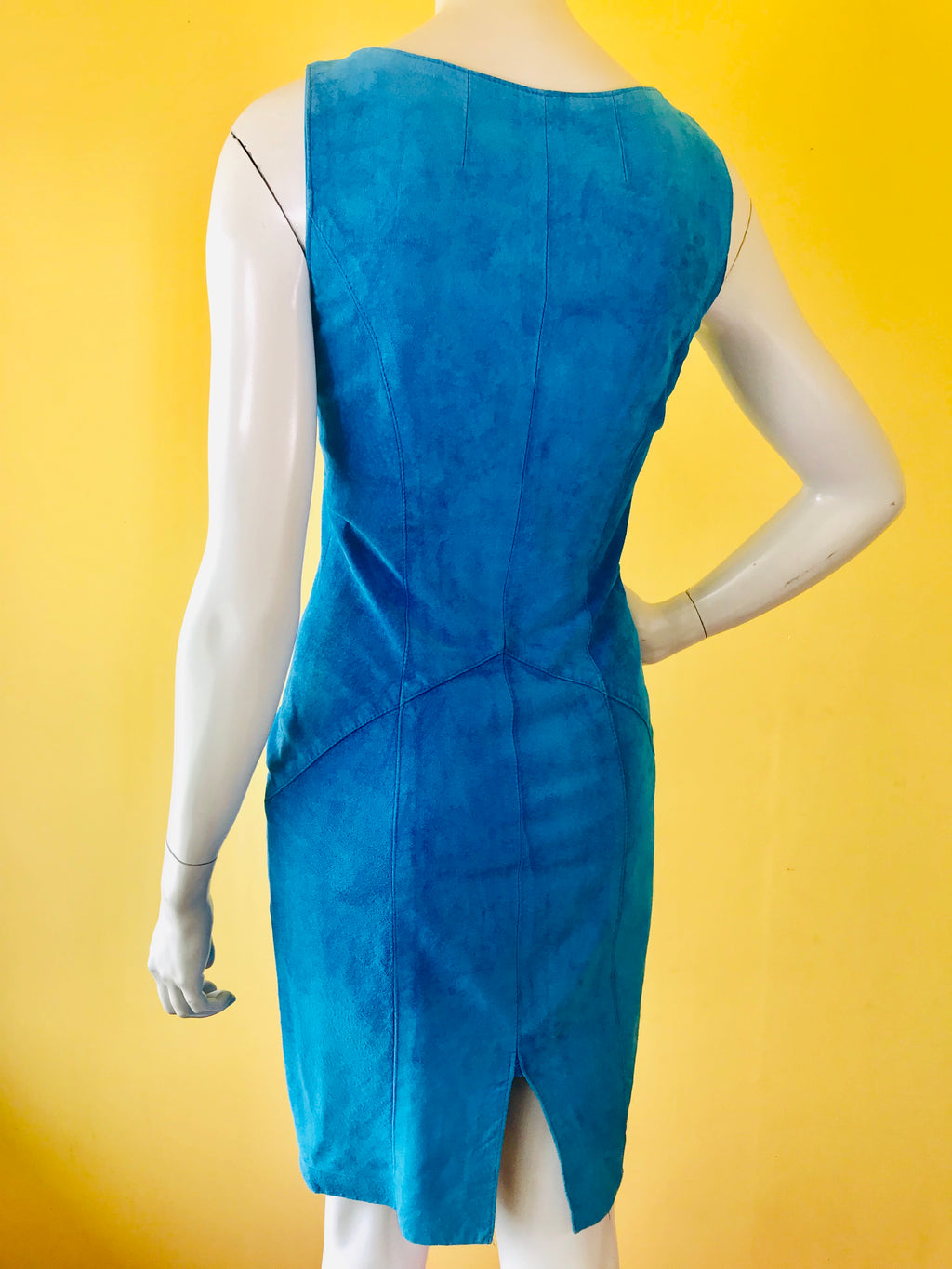 SOLD* Cobalt Blue Suede Leather Dress — vintage dress in blue