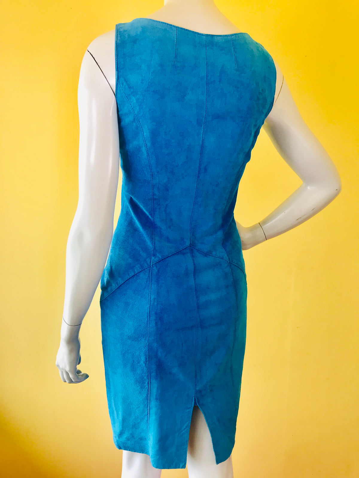 SOLD* Cobalt Blue Suede Leather Dress — vintage dress in blue