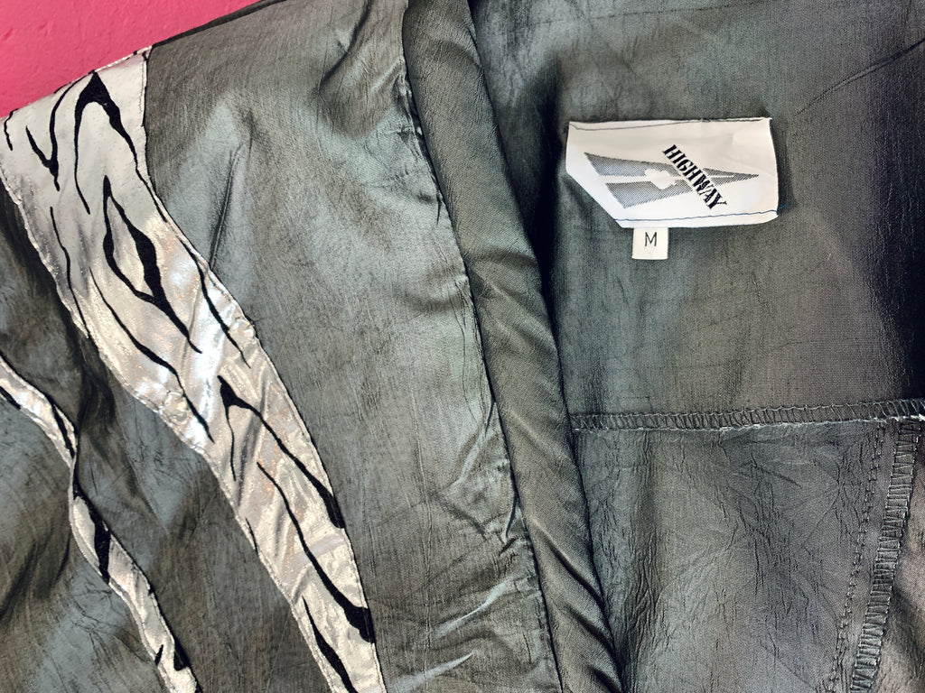 1980s Dolman Sleeve Gunmetal Silver Deadstock Jacket — vintage 1980s jacket in silver