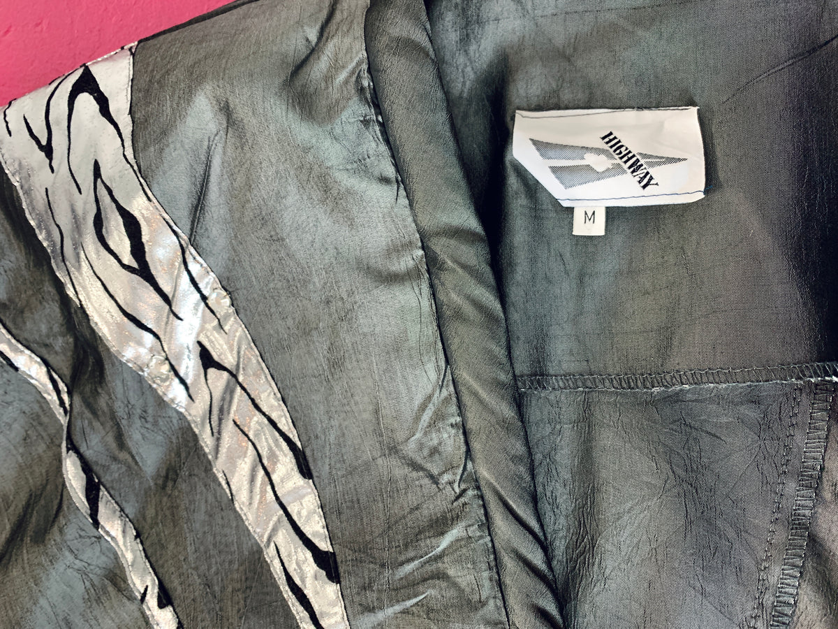 1980s Dolman Sleeve Gunmetal Silver Deadstock Jacket — vintage 1980s jacket in silver