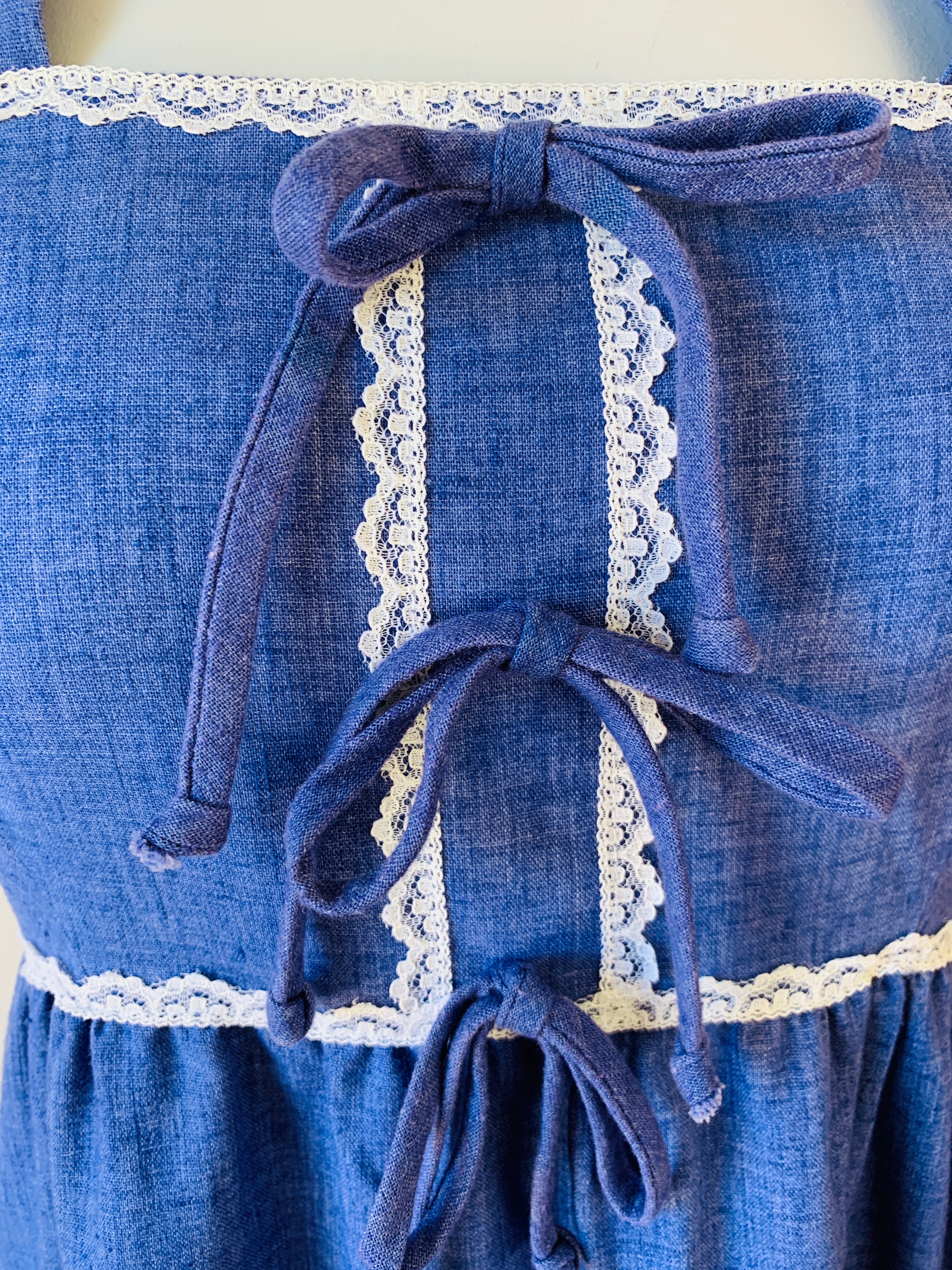 Blue 70s Tiered Halter Dress — vintage 1970s dress in blue
