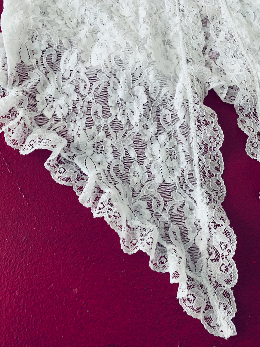 White Lace Angel Sleeve Mini Duster — vintage jacket in white