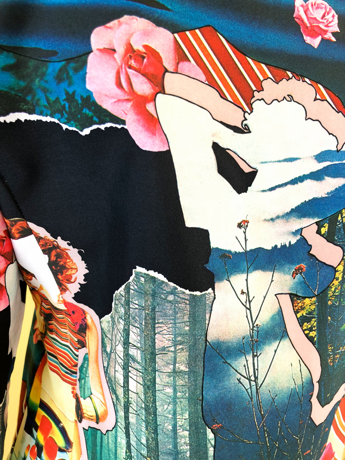 1970s Photo Print Trippy Button Up Blouse — vintage 1970s San Francisco Shirt Works top in multicolour