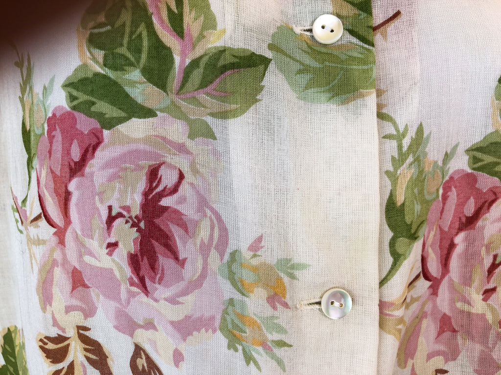 1970s Christian Dior Rose Print Blouse — vintage 1970s Christian Dior top in pink