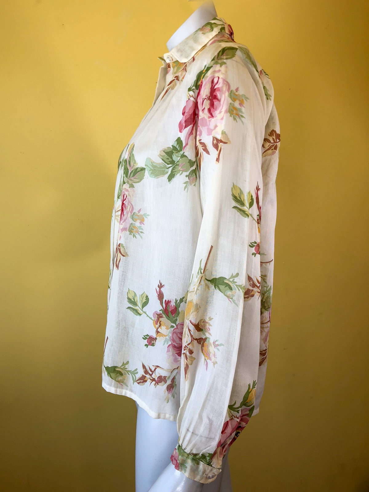 1970s Christian Dior Rose Print Blouse — vintage 1970s Christian Dior top in pink