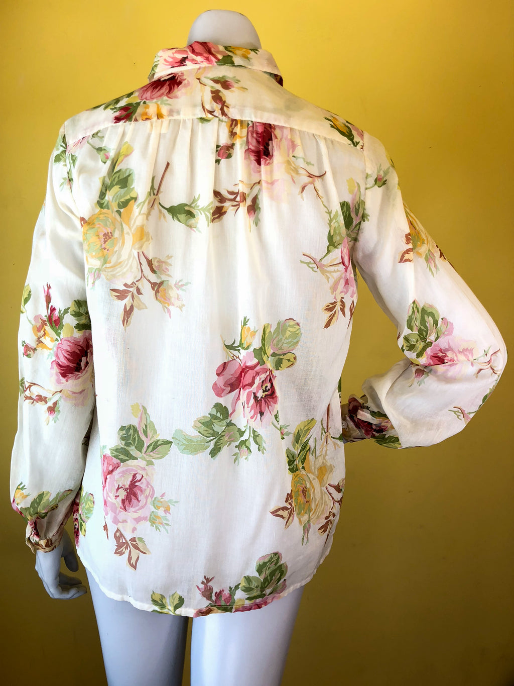 1970s Christian Dior Rose Print Blouse — vintage 1970s Christian Dior top in pink