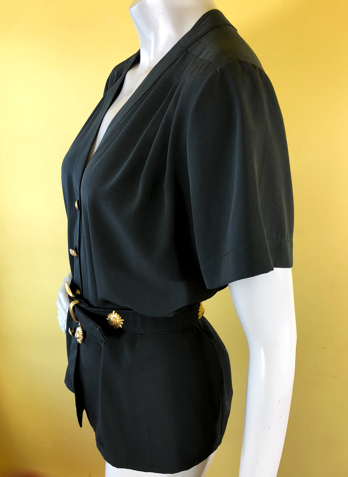 Yves Saint Laurent Black Button Up Blouse — vintage Yves Saint Laurent top in black