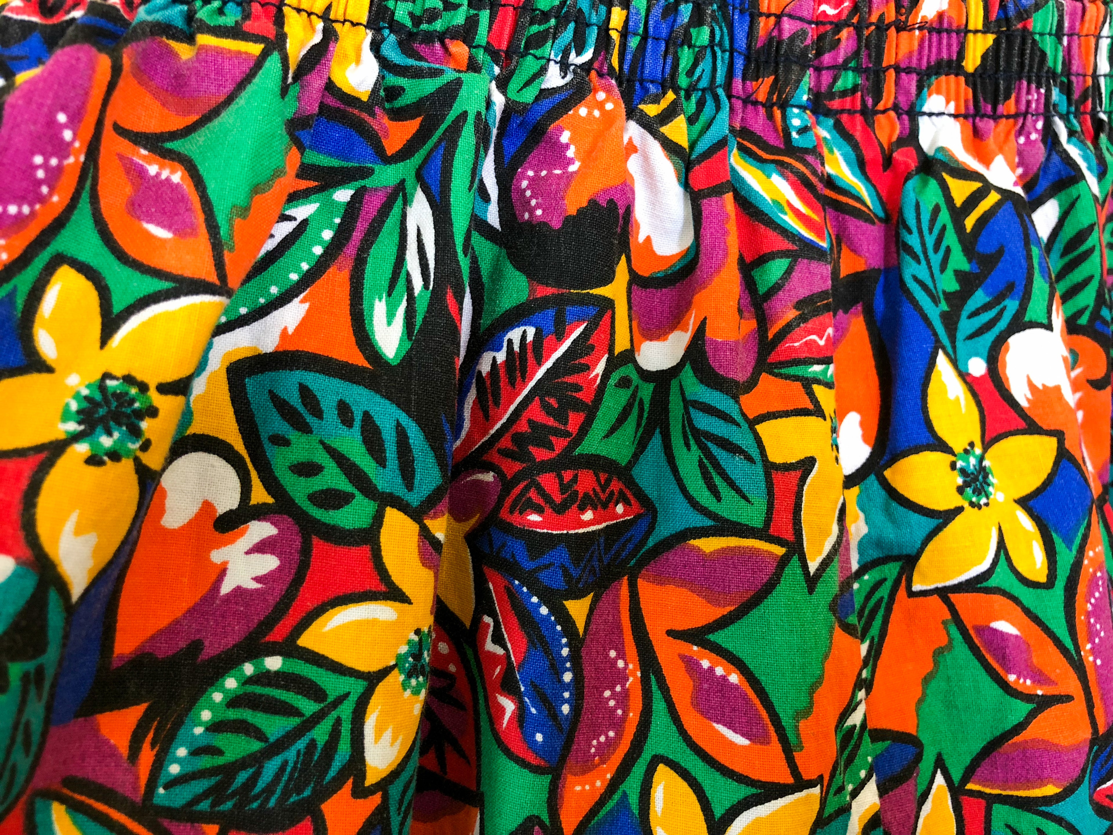 SOLD 80s Floral Print High Waisted Cotton Shorts — vintage 1980s Victoria Harbor bottoms in multicolour
