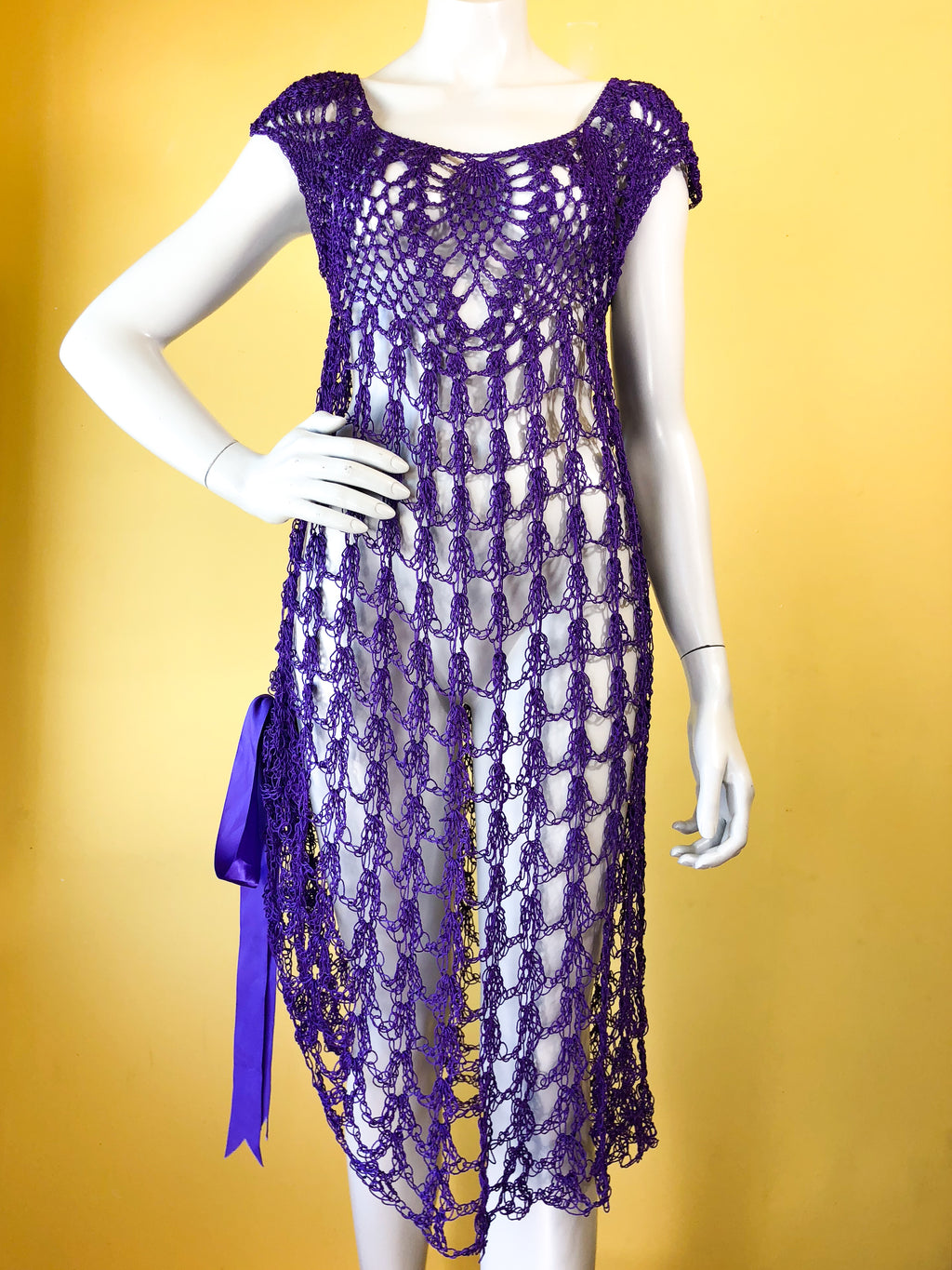 SOLD Deep Purple Net Mermaid Dress — vintage dress in purple