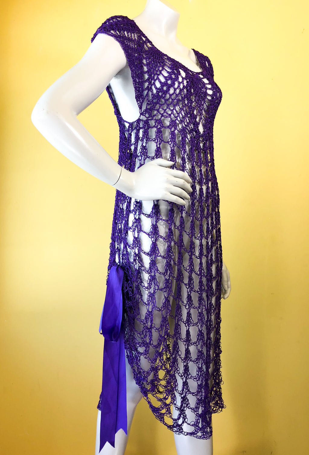 SOLD Deep Purple Net Mermaid Dress — vintage dress in purple