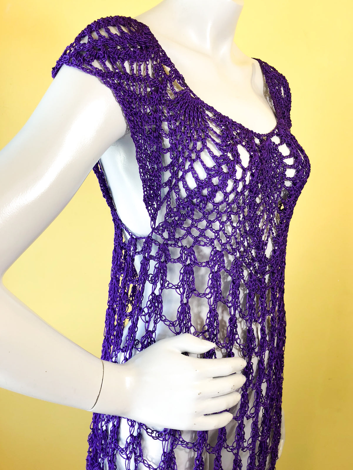 SOLD Deep Purple Net Mermaid Dress — vintage dress in purple