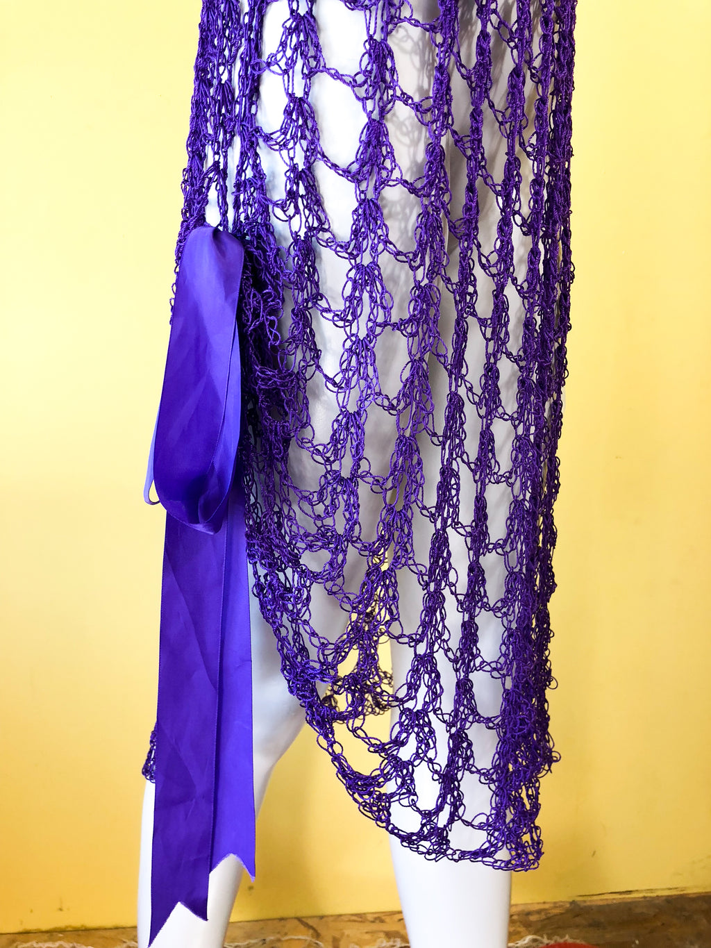 SOLD Deep Purple Net Mermaid Dress — vintage dress in purple