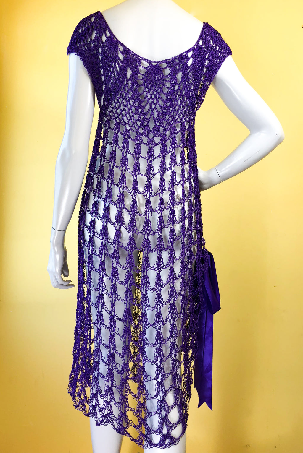 SOLD Deep Purple Net Mermaid Dress — vintage dress in purple