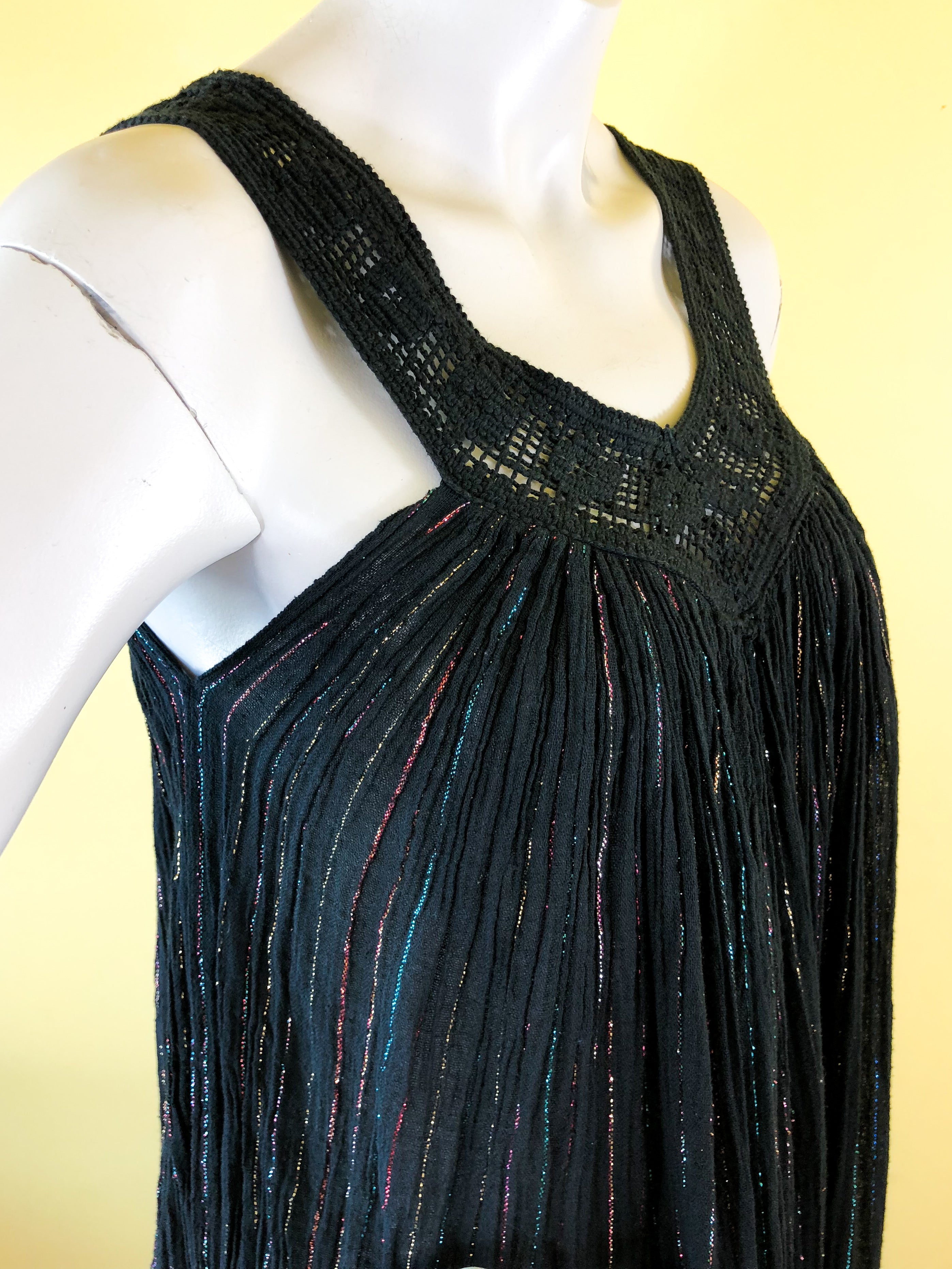Indian Cotton Gauze Crochet Dress.  Vintage clothing available at Empress Vintage in Berkeley, California.