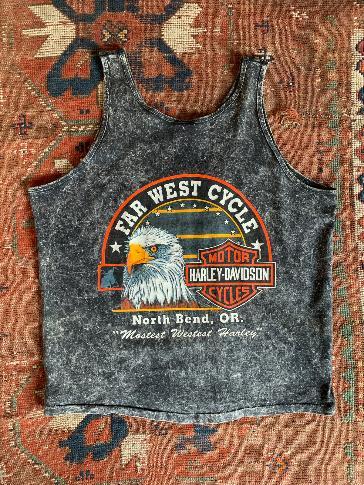 1980s Harley Davidson Unisex Acid Wash Tank Top Tee — vintage 1980s Harley Davidson top