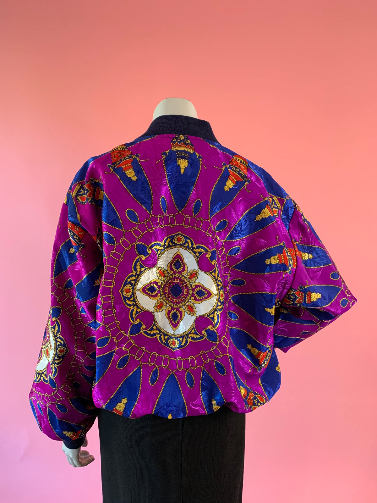 Purple Medallion Jewel Royal Print Jacket — vintage top in purple