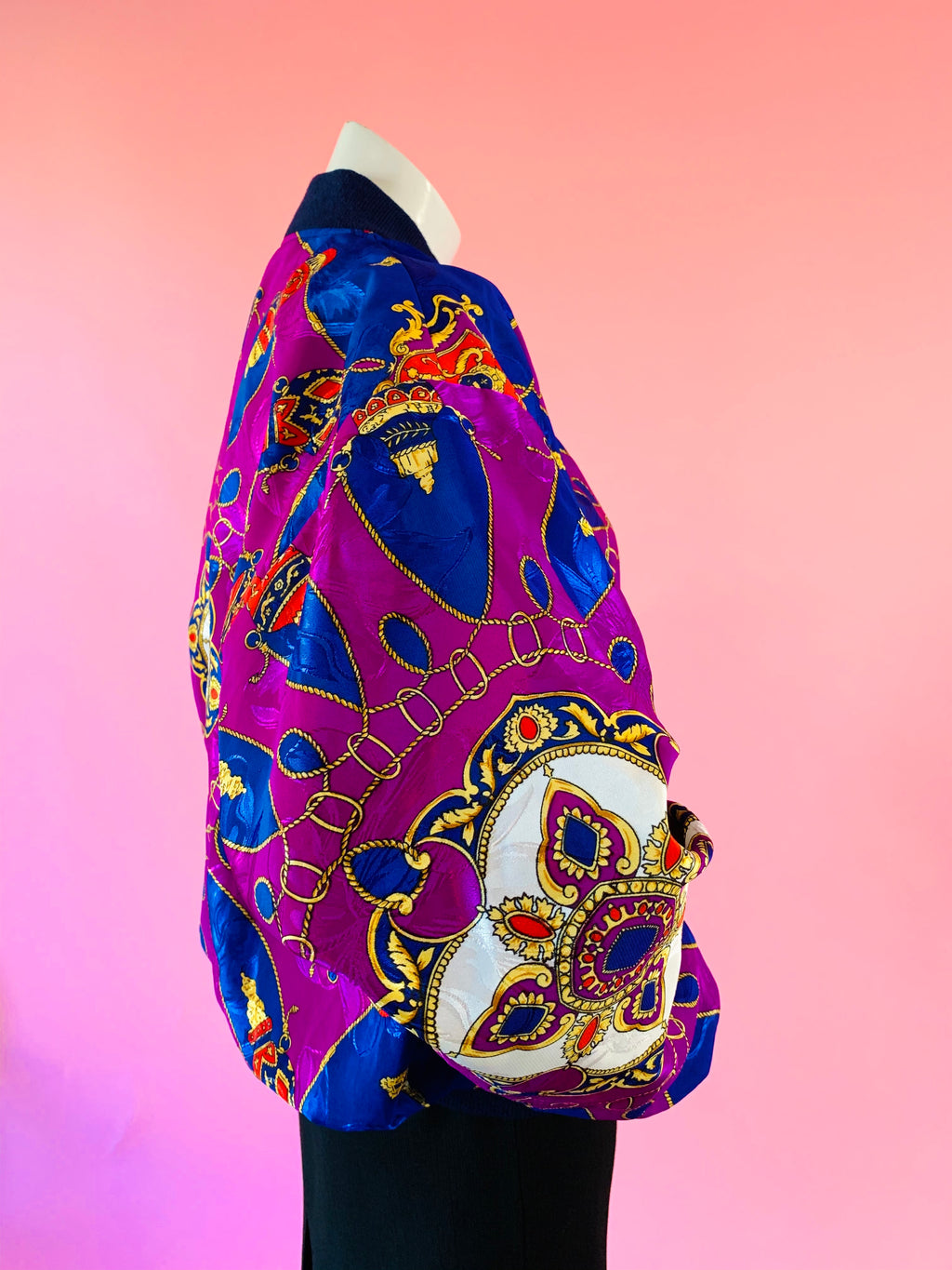 Purple Medallion Jewel Royal Print Jacket — vintage top in purple