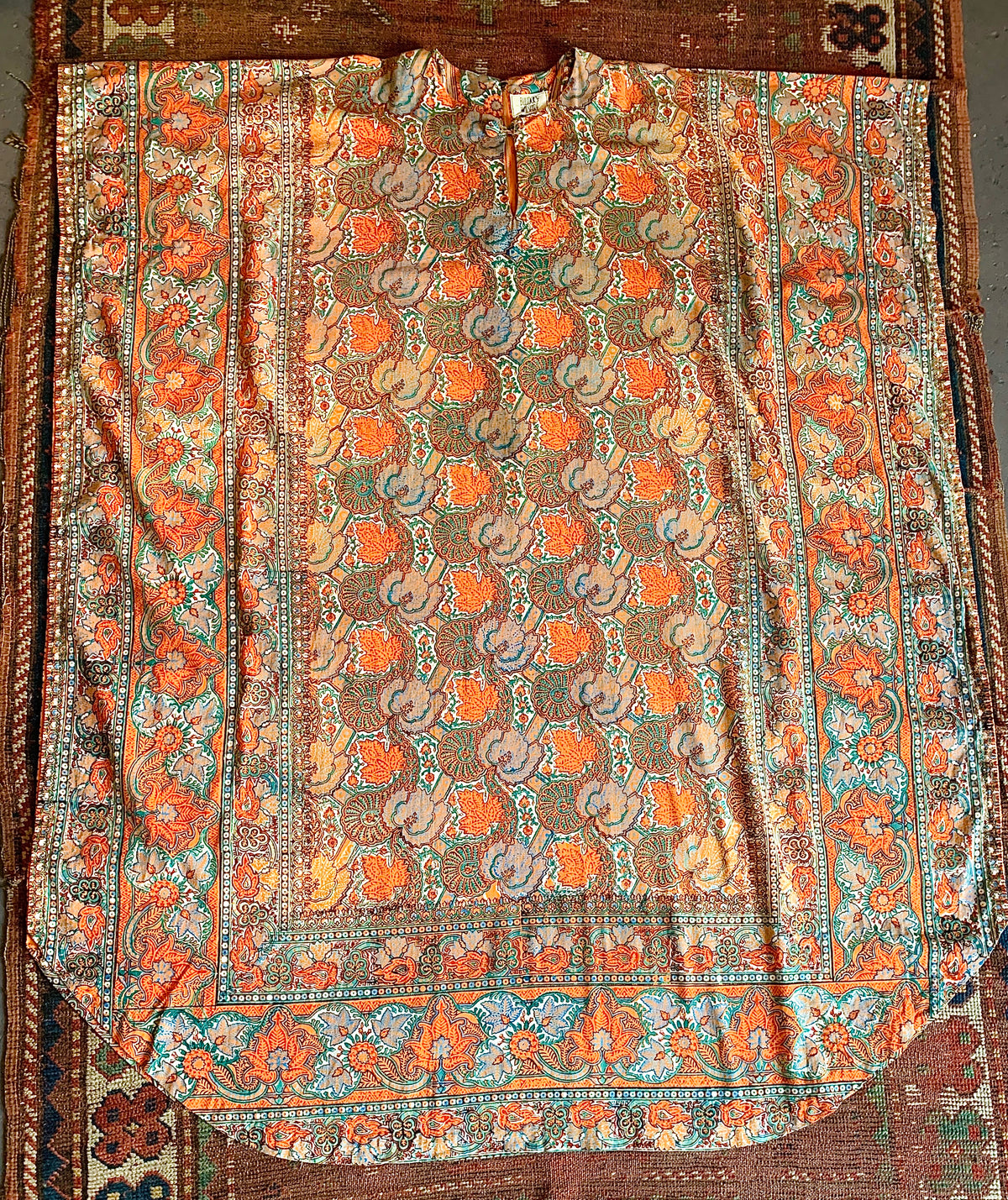 1970s Block Print Cotton Paisley Caftan — vintage 1970s dress
