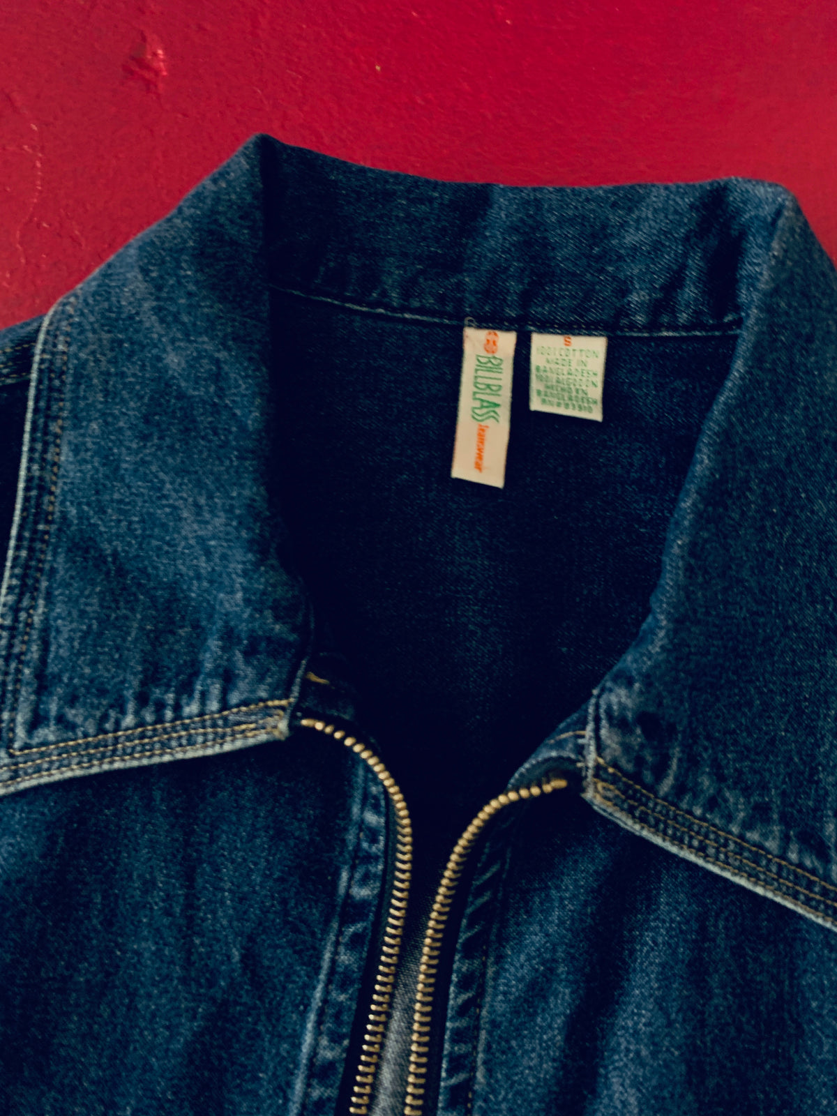 Bill Blass Zip Up Denim Short Sleeve Shirt — vintage Bill Blass top in blue