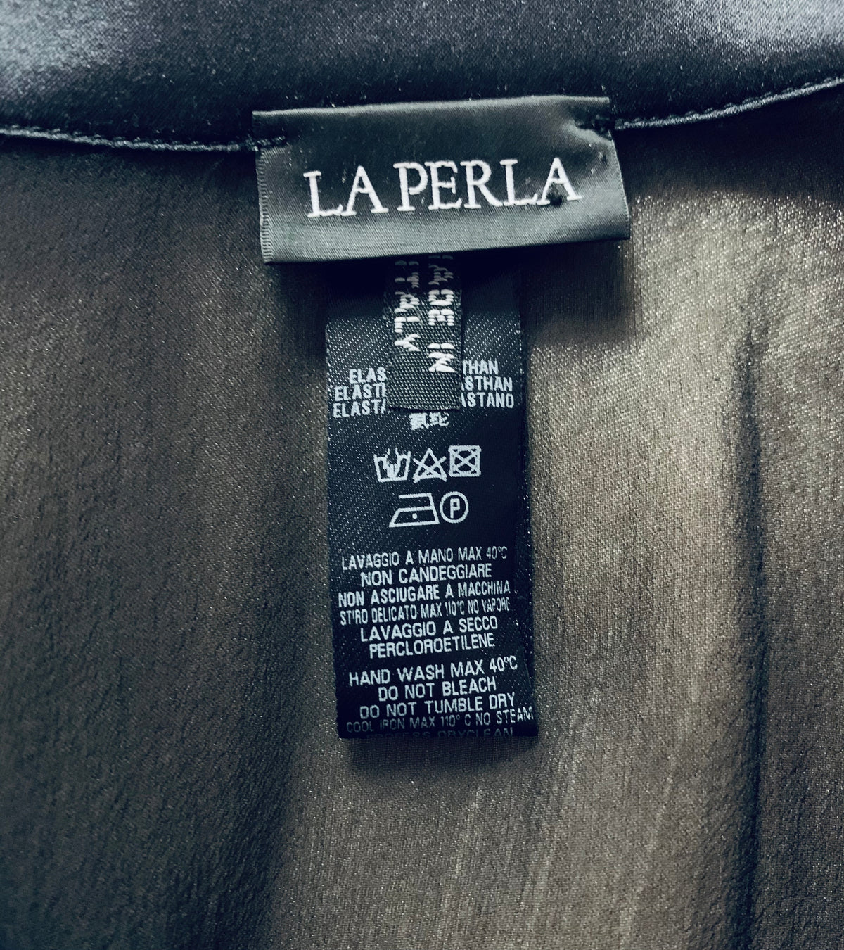La Perla Black Sheer Embroidered Silk Capelet — vintage La Perla top in black