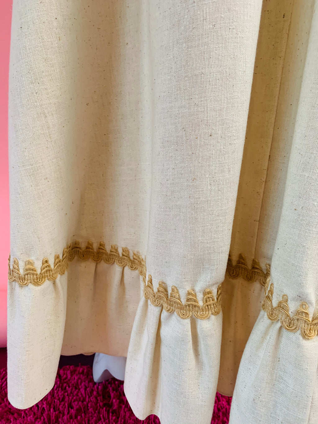 Gunne Sax Lace Up Vanilla Bean Cotton Maxi Dress — vintage 1970s Gunne Sax dress