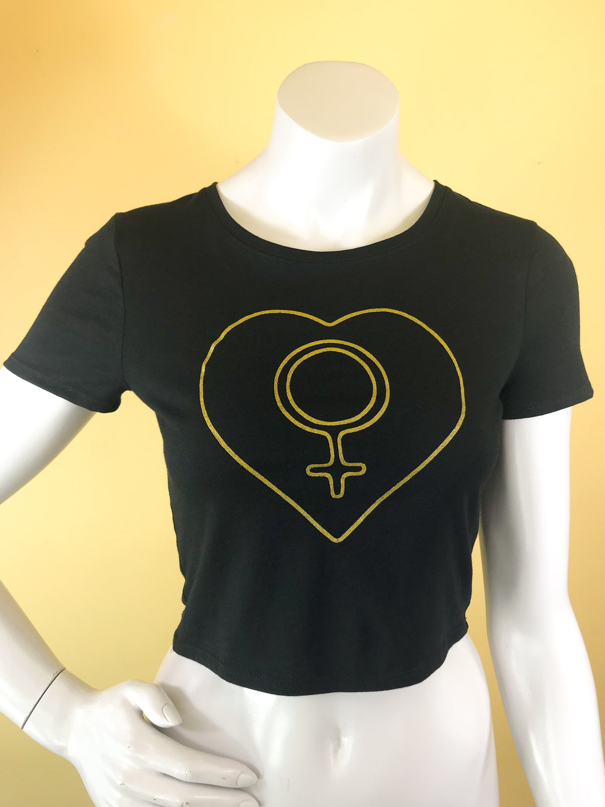 Empress Vintage Black and Gold Crop Top T-Shirt — vintage top in black, gold