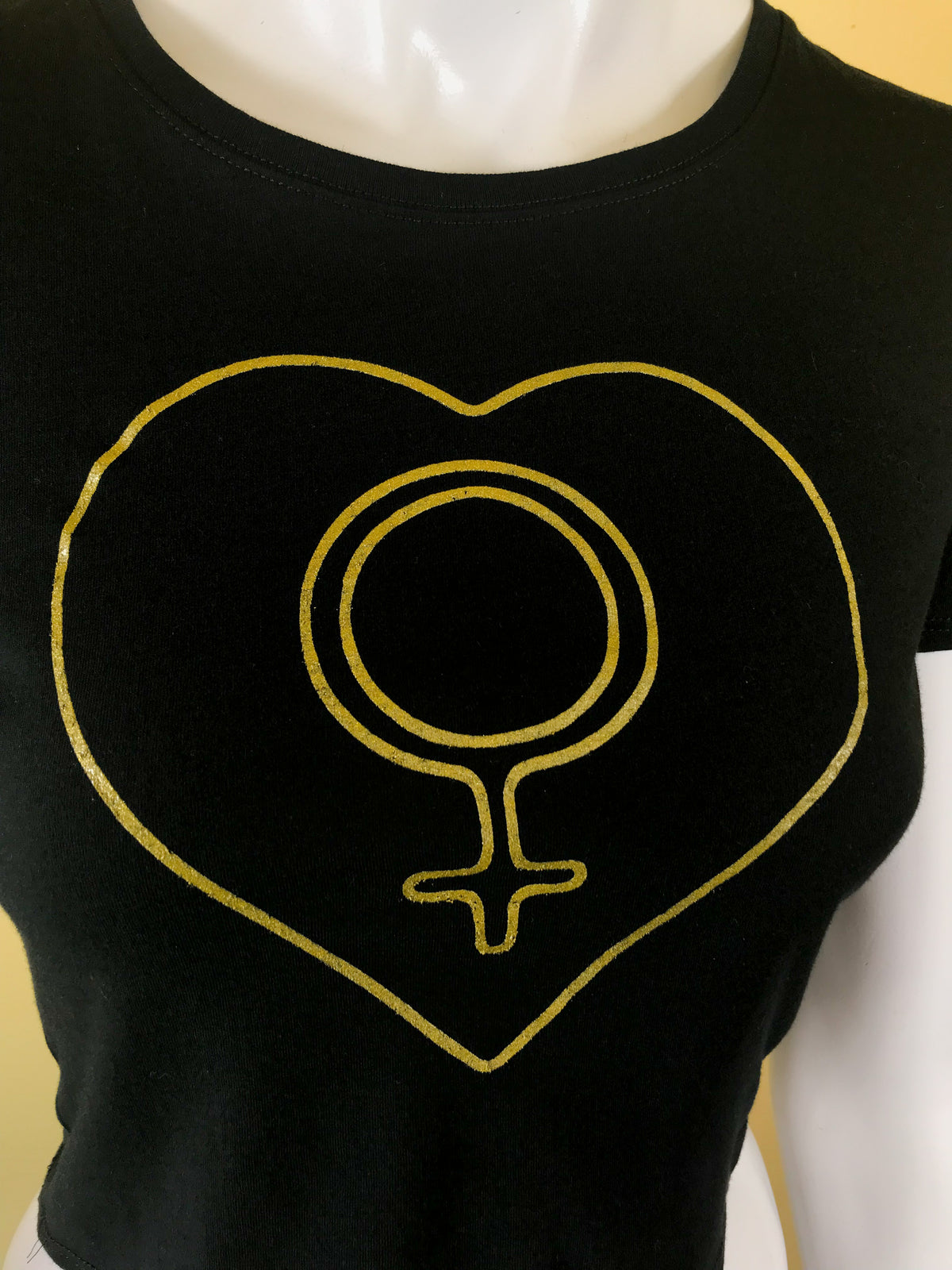 The Empress crop top t-shirt in black and gold.  Purchase here online or in the shop in Berkeley, California!