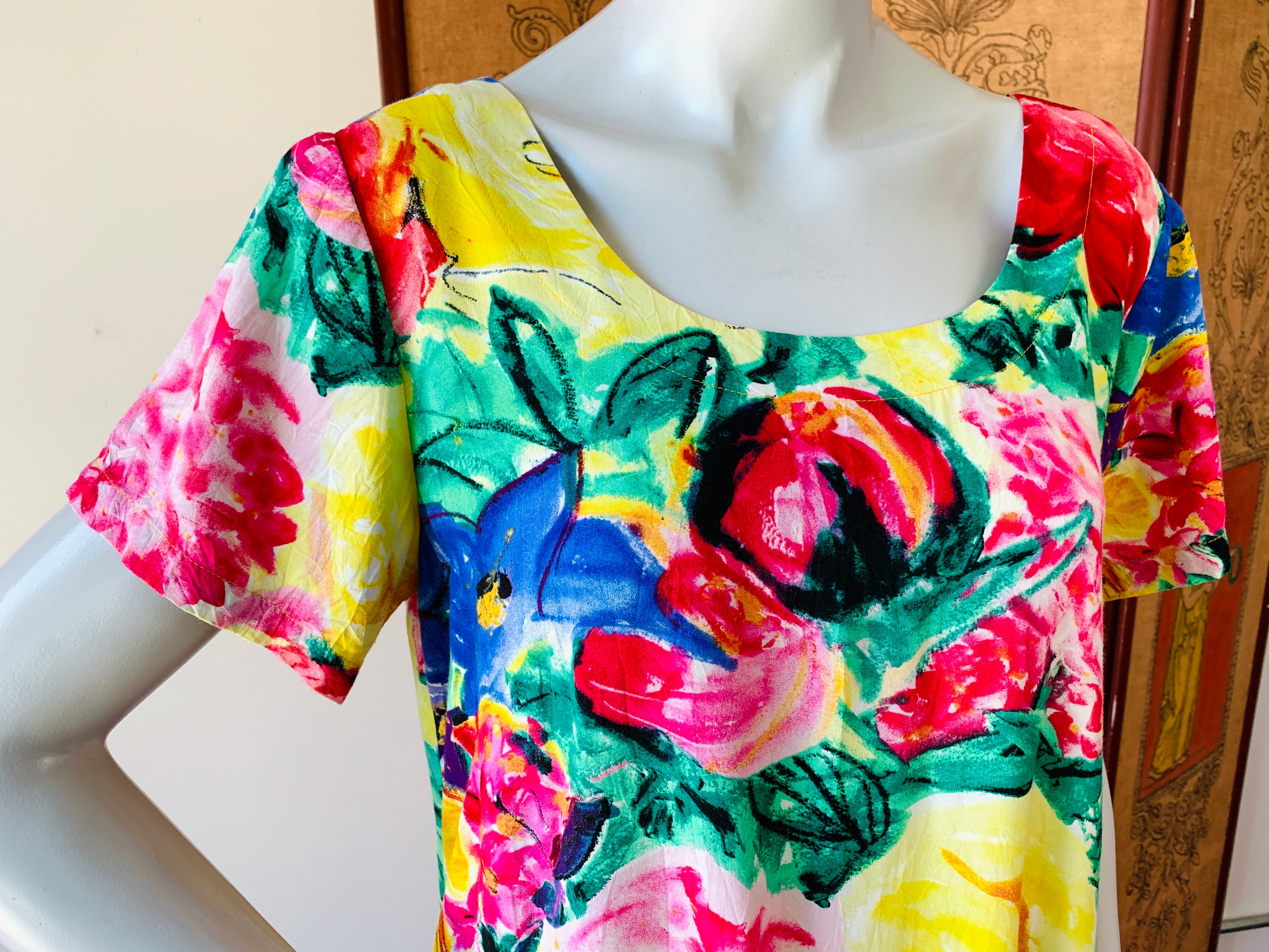 Jam's World 90s Babydoll Rainbow Floral Summer Dress — vintage 1990s dress in multicolour