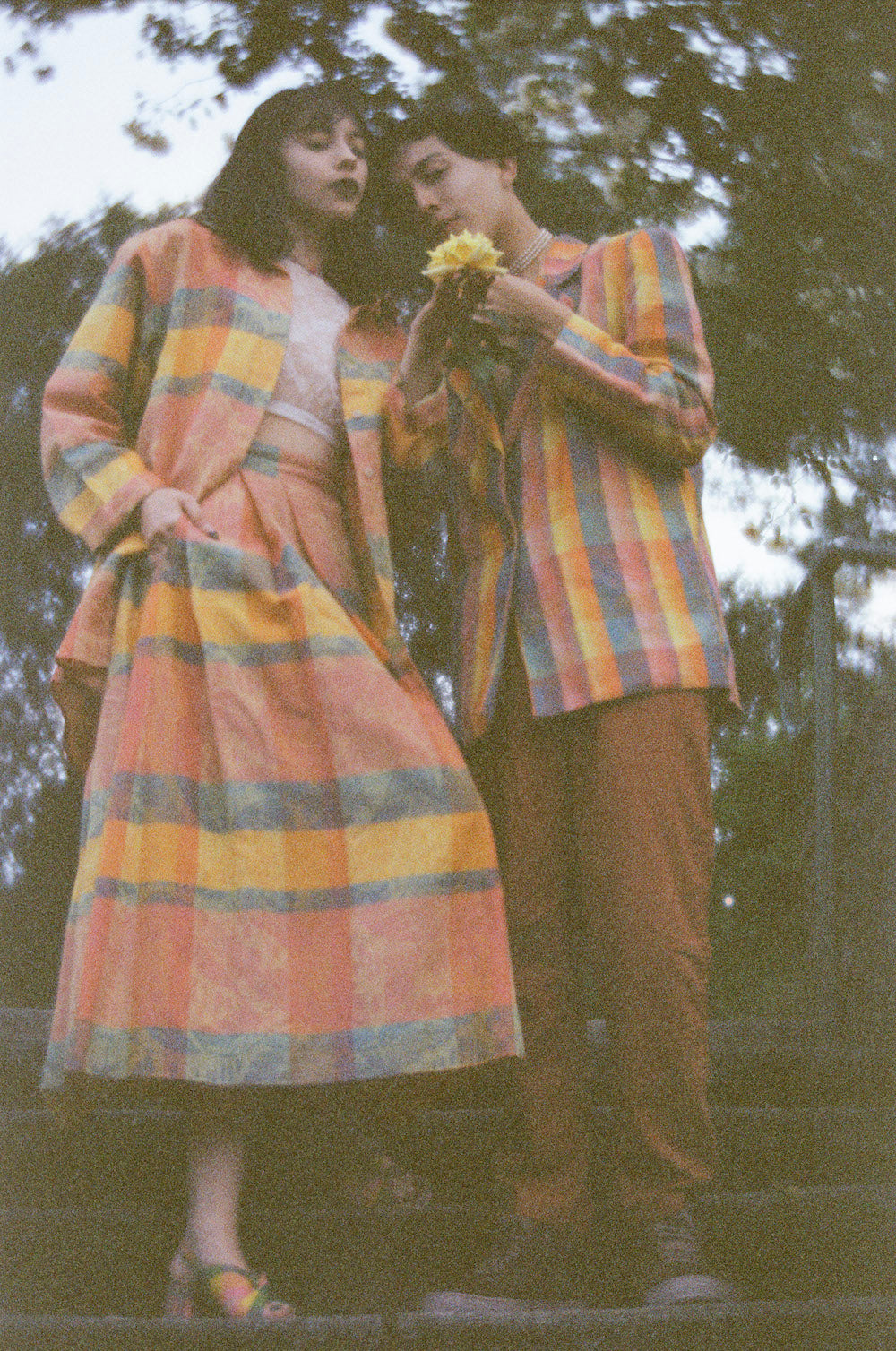 Christian Dior Multi-Color Leaf Pattern Pleated Skirt — vintage Christian Dior bottoms in multicolour