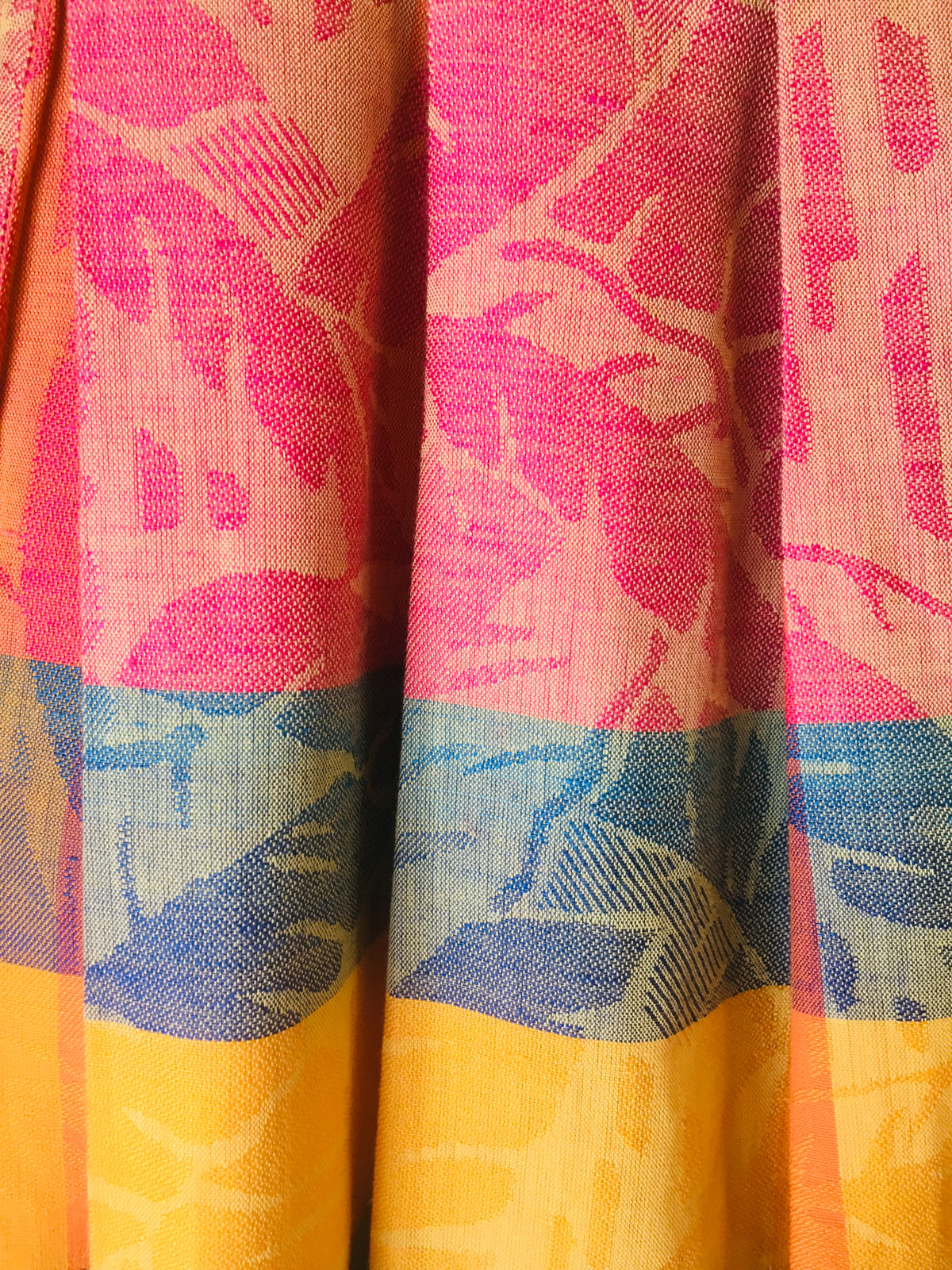 Christian Dior Multi-Color Leaf Pattern Pleated Skirt — vintage Christian Dior bottoms in multicolour