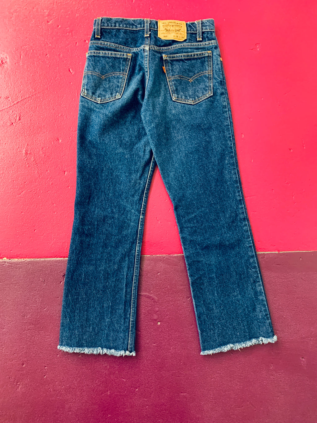 Orange Tab High Waisted Cut Off Levi's Jeans — vintage 1990s Levi's bottoms in orange