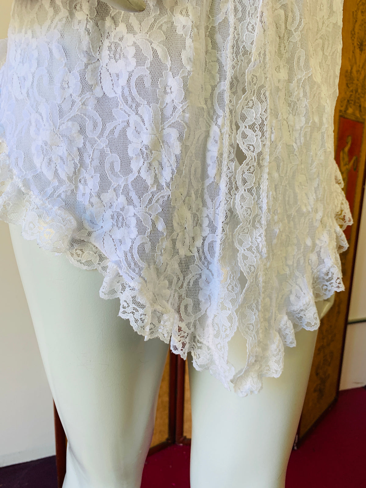 White Lace Angel Sleeve Mini Duster — vintage jacket in white