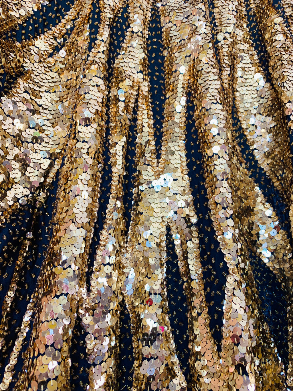 Gold Sequin & Beaded Semi Sheer Fairy Hem Top — vintage 1980s top in gold