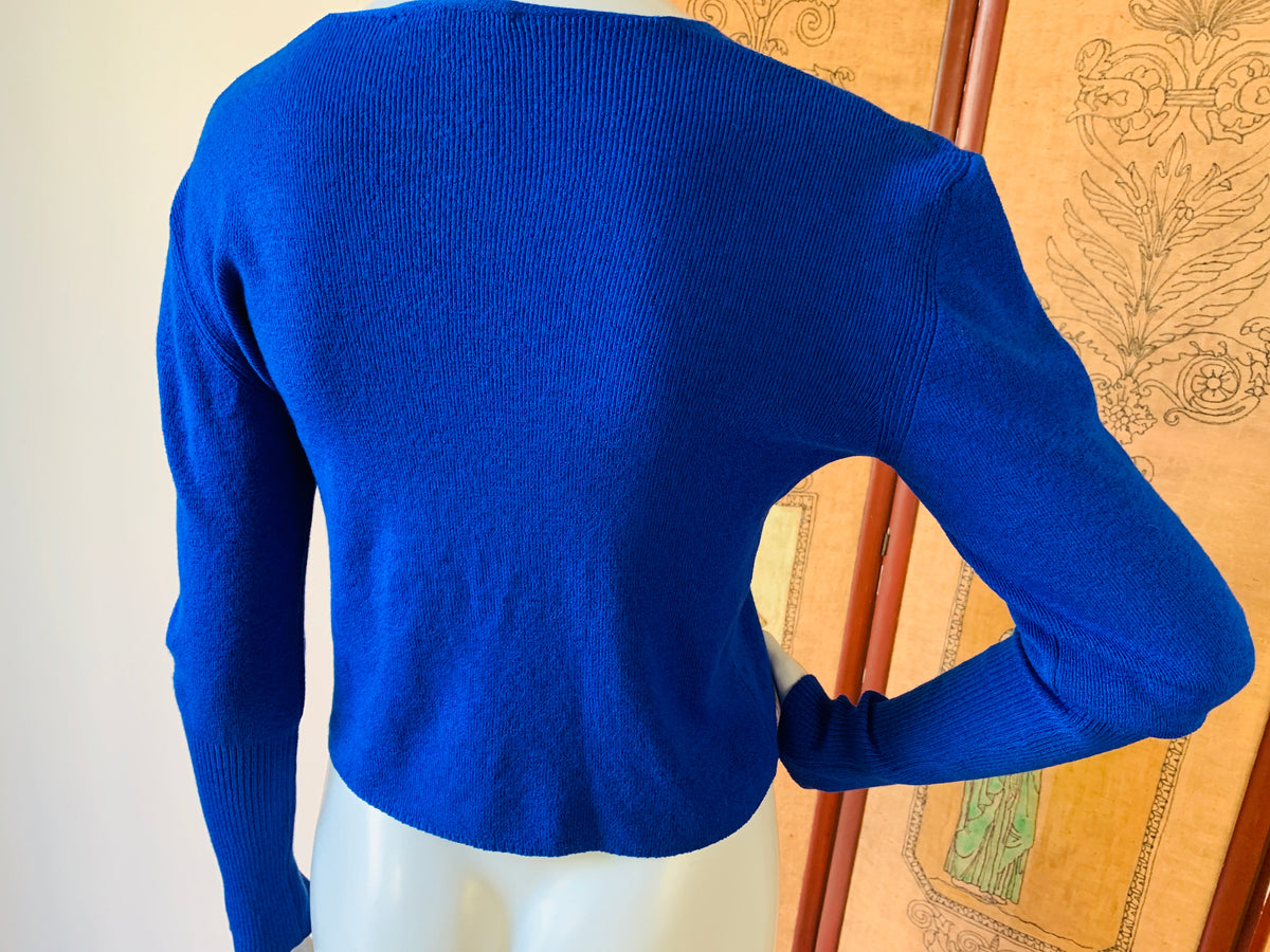 Emporio Armani Royal Blue Cropped Sweater — vintage 1980s Armani top in blue