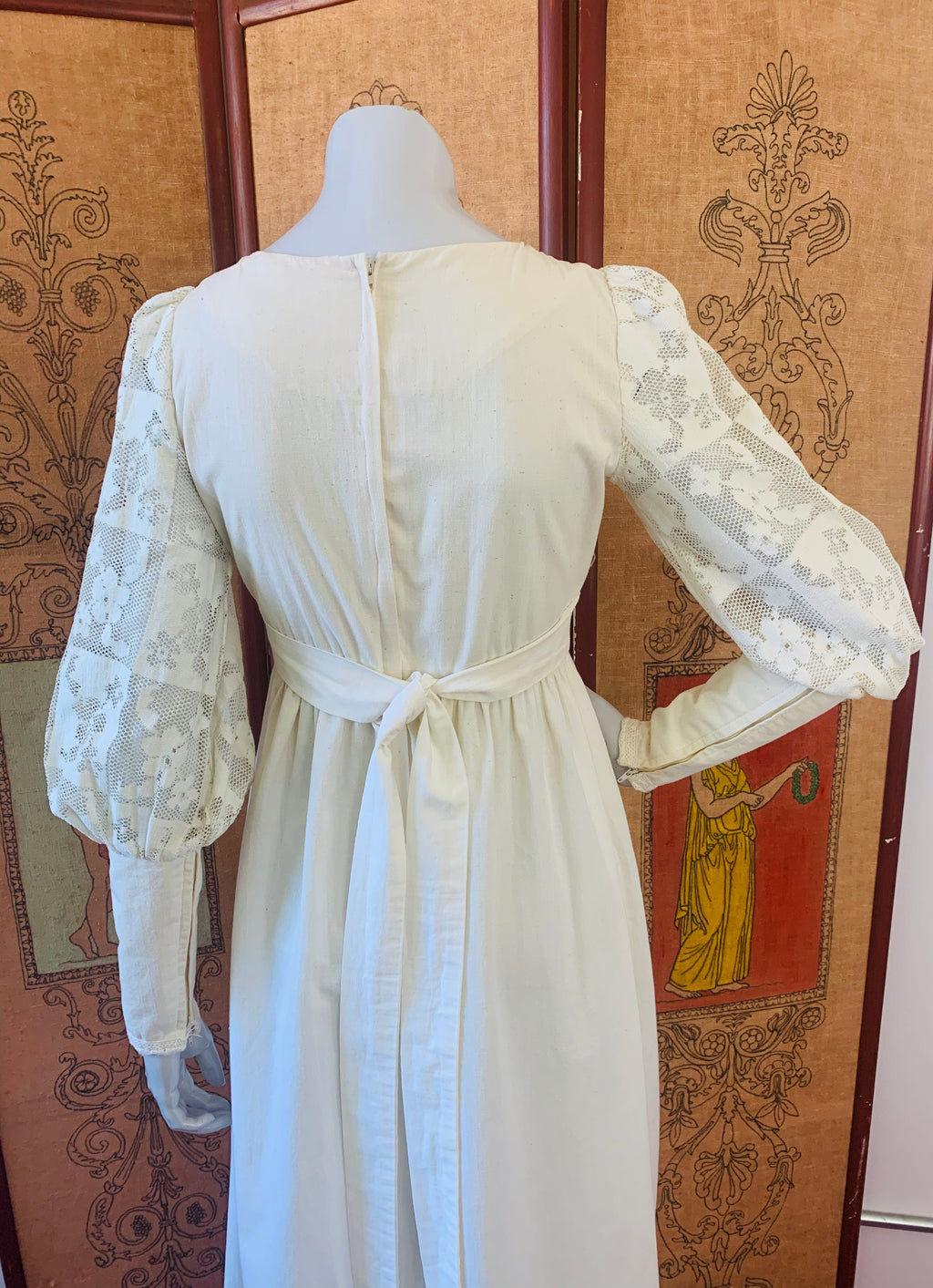 Poet Sleeve Gunne Sax Lace Detailed Maxi Dress — vintage Gunne Sax dress