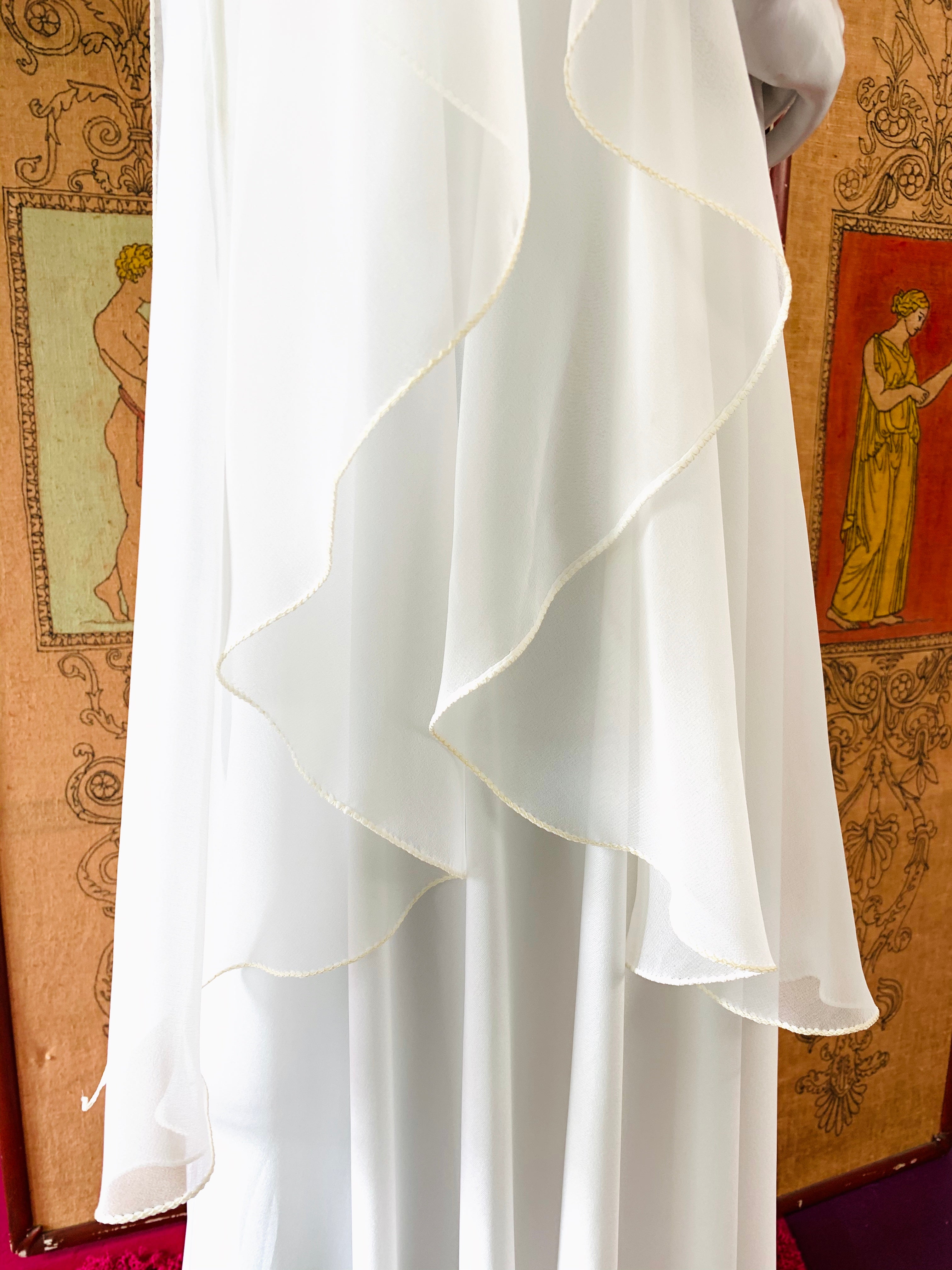 Ethereal White 1970s Maxi Dress — vintage 1970s dress in white