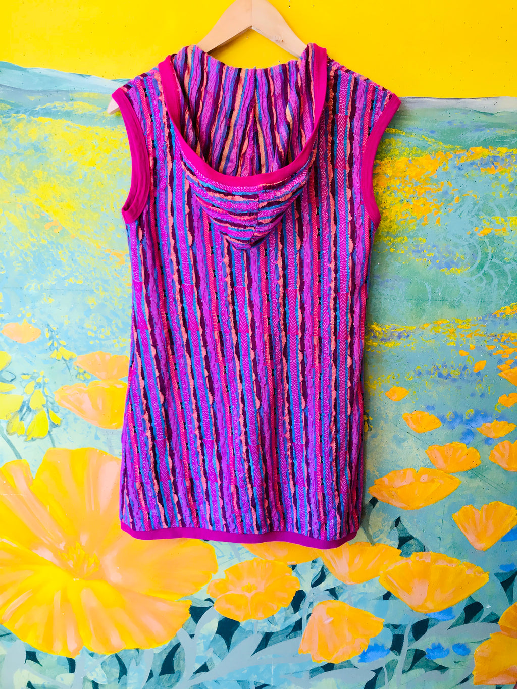 Coogi Pink Colorful Hooded Mini Dress — vintage 1990s Coogi dress in pink