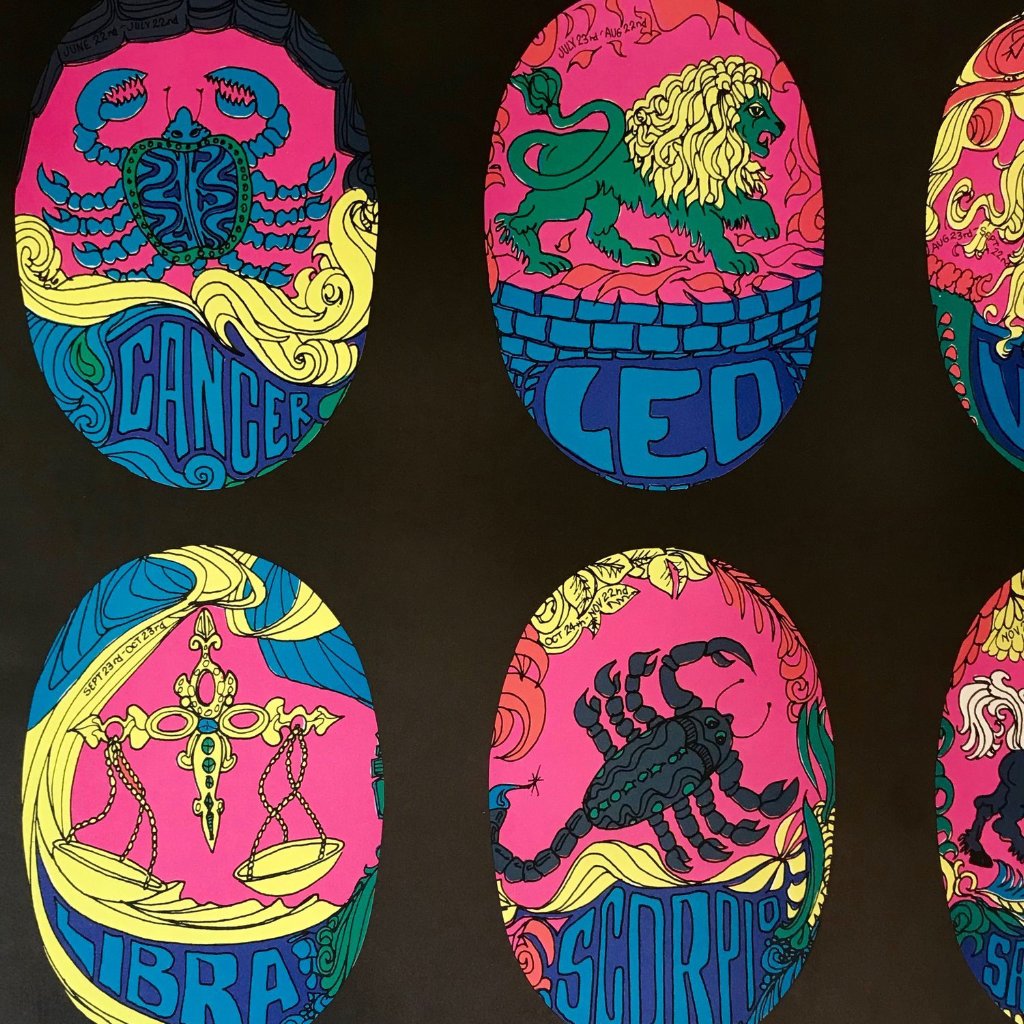 Neon Zodiac Astrology Poster from 1973