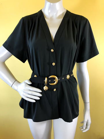 Yves Saint Laurent Black Button Up Blouse sold exclusively at Empress Vintage in Berkeley, CA.