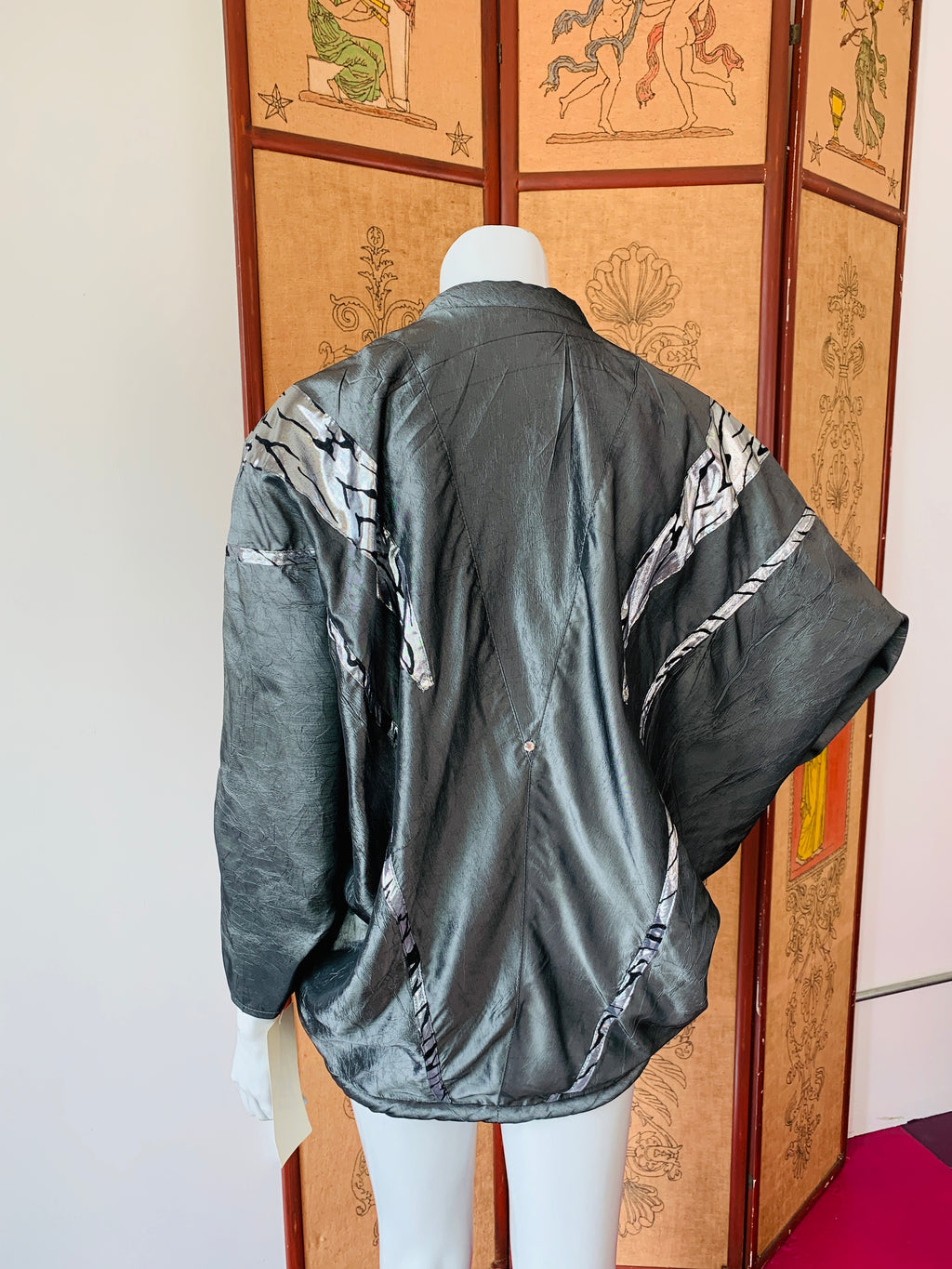 1980s Dolman Sleeve Gunmetal Silver Deadstock Jacket — vintage 1980s jacket in silver