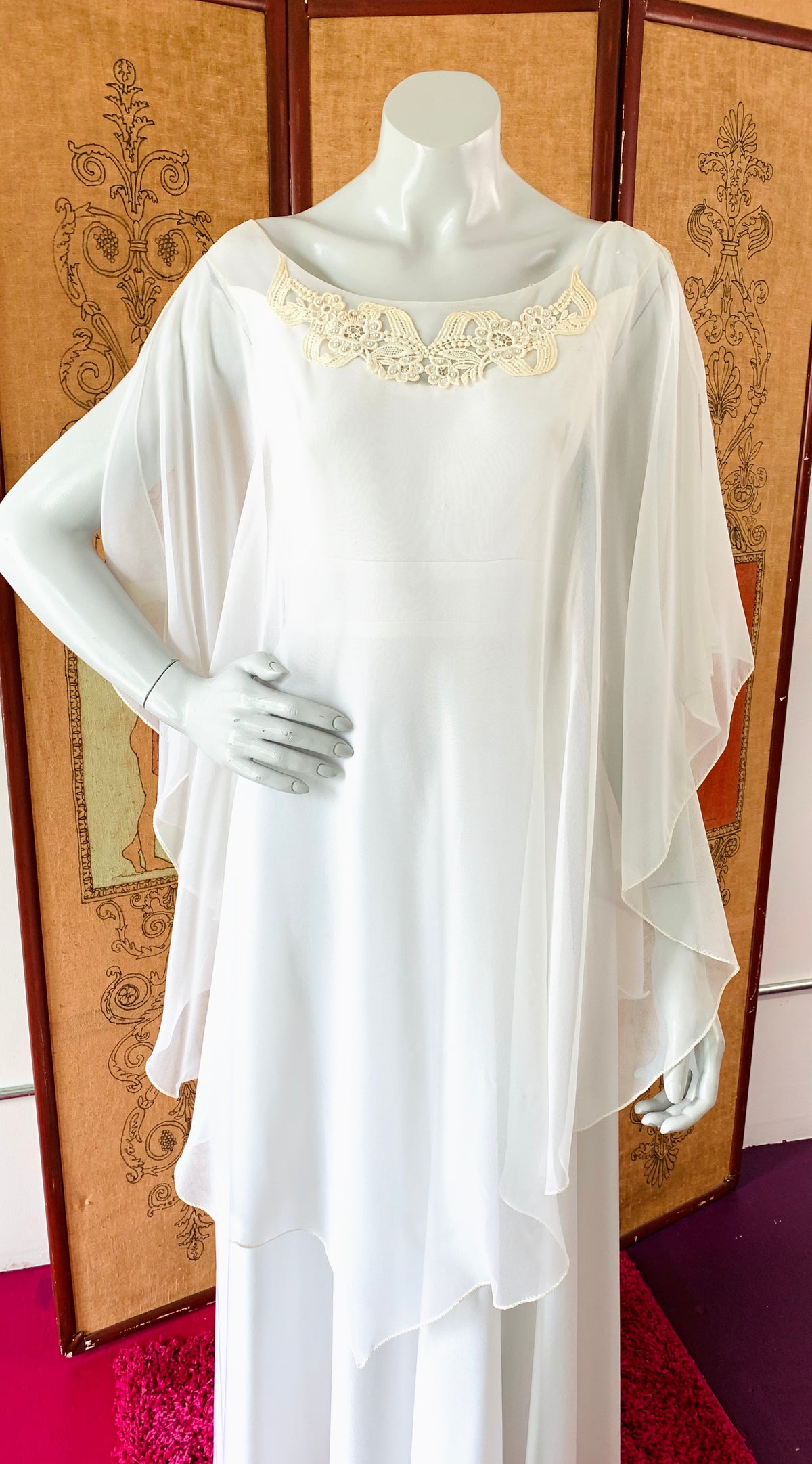Ethereal White 1970s Maxi Dress — vintage 1970s dress in white
