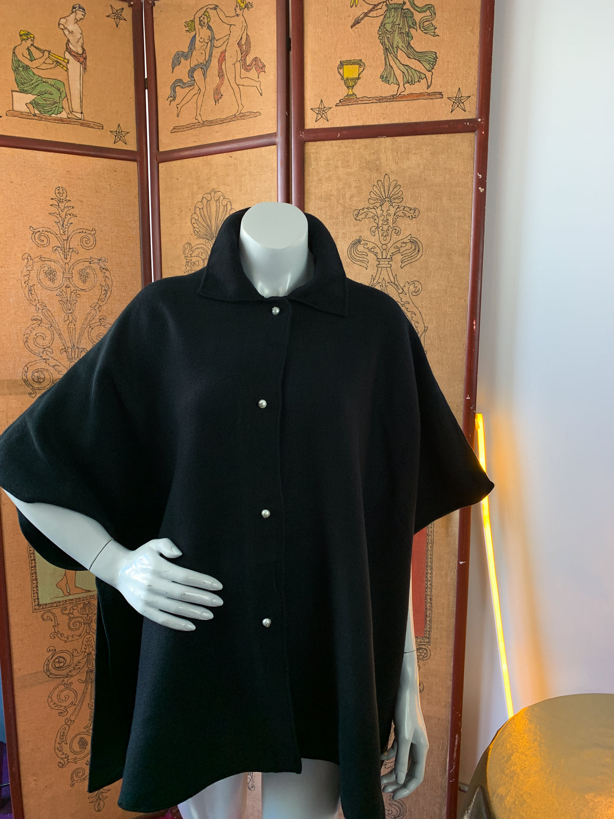 Karl Lagerfeld Black Knit Cape — vintage Karl Lagerfeld knit in black