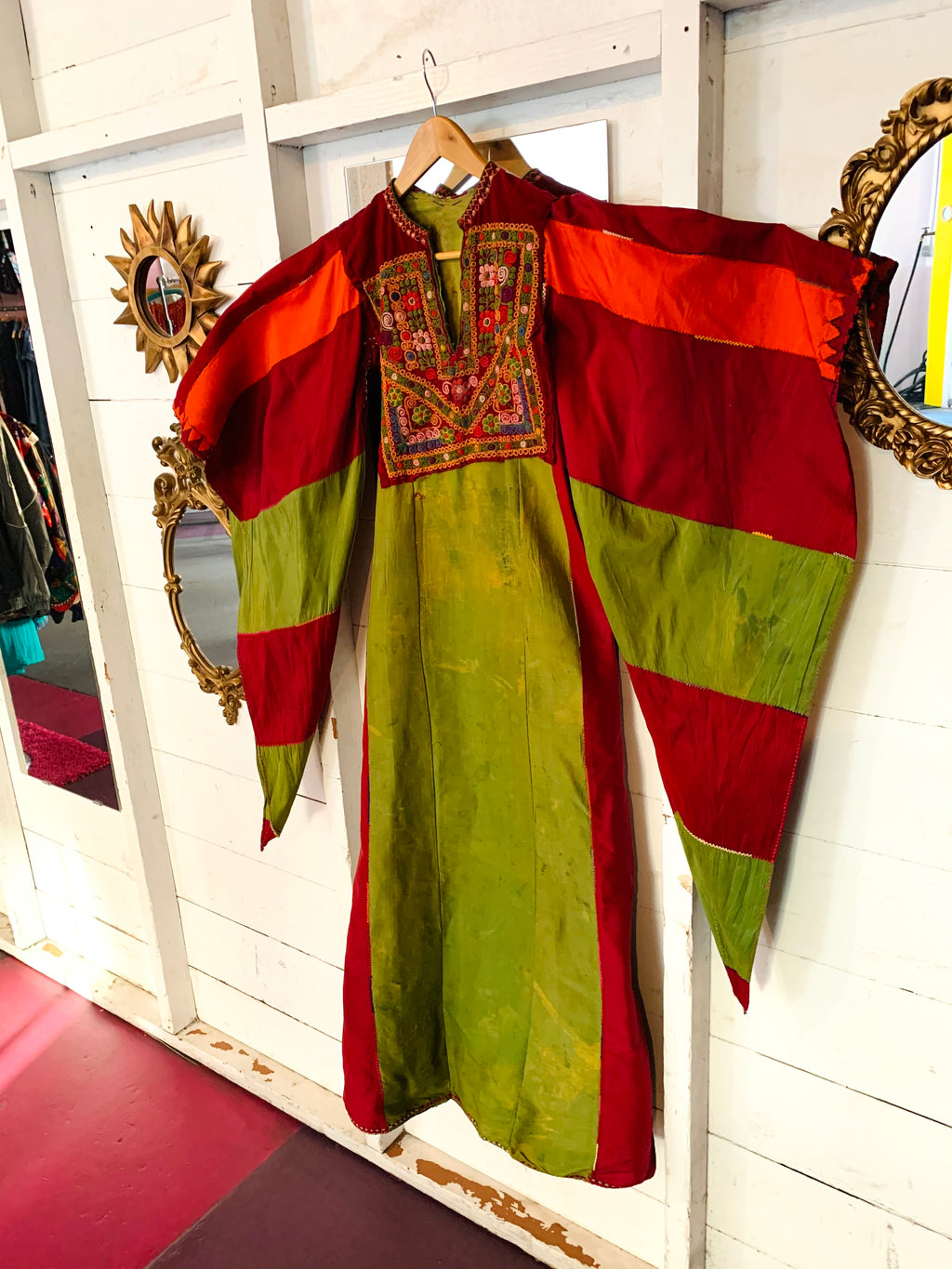 Antique Bedouin Wizard Sleeve Embroidered Maxi Dress — vintage dress