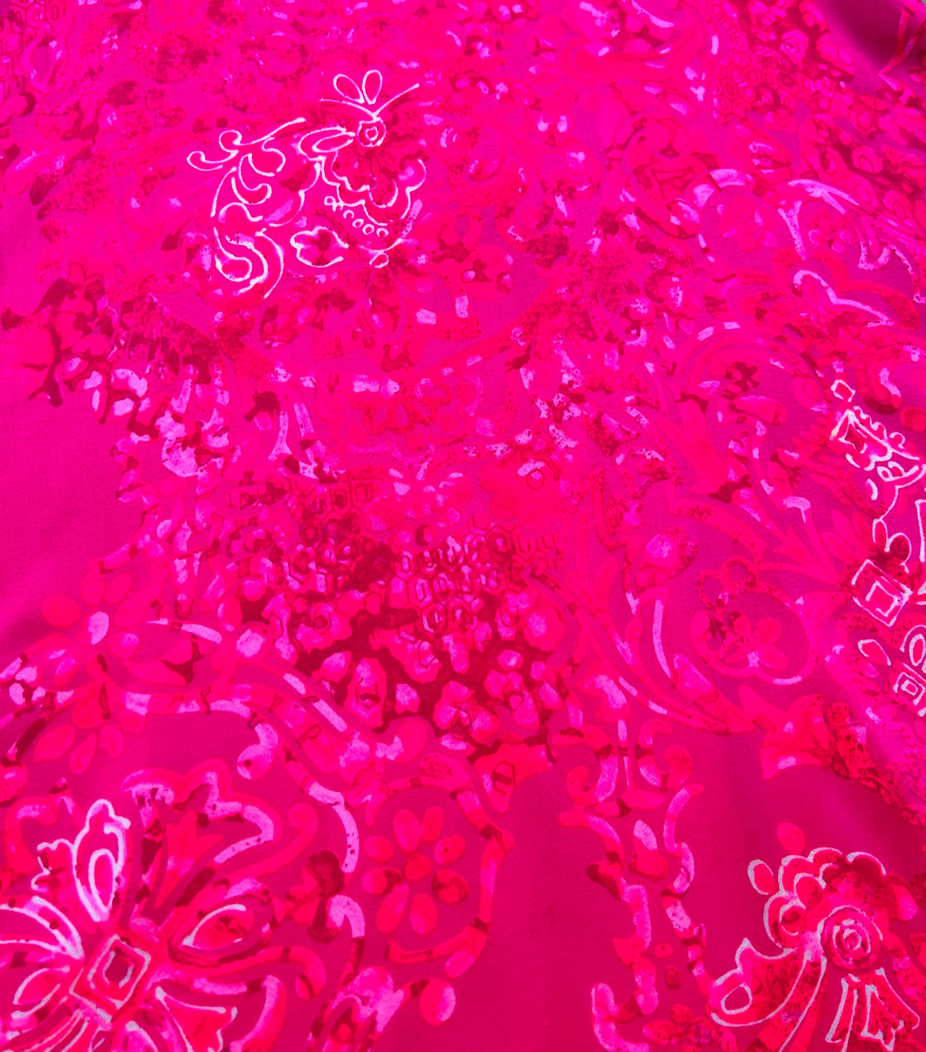 Hot Pink 60s/70s Flutter Sleeve Hawaiian Maxi Dress — vintage 1960s Sa-Ne dress in pink